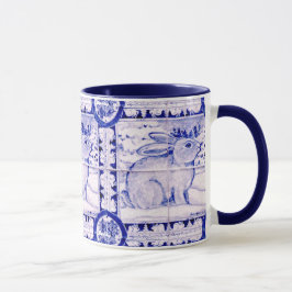 Coelho Azul e Branco Inverno ou Caneca de Natal