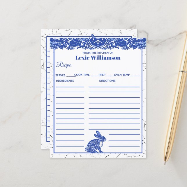 Coelho Blue Willow Da Cozinha Do Custom (Frente/Verso In Situ)