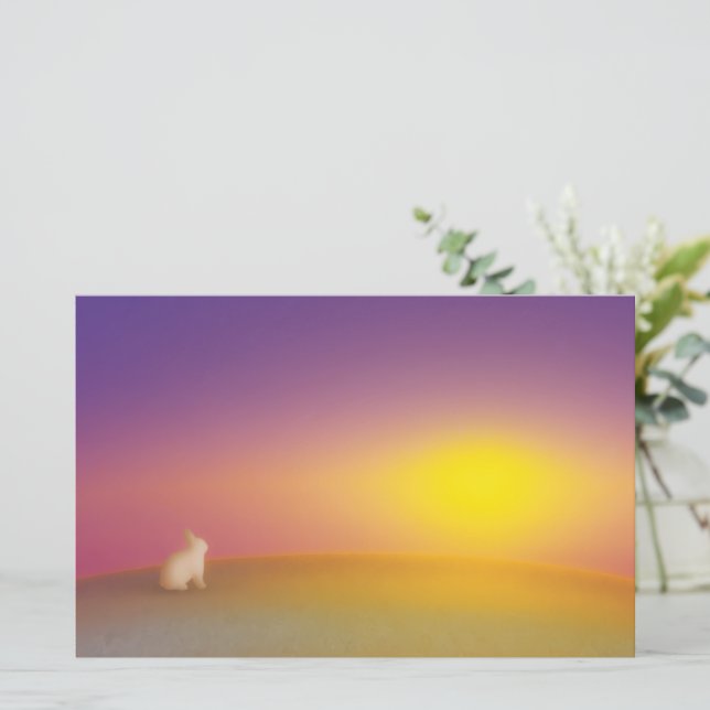 Coelho Branco Bonito no Monte Grassy no nascer do  (Em pé/Frente)