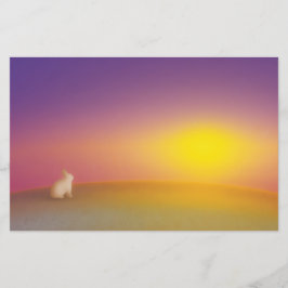 Coelho Branco Bonito no Monte Grassy no nascer do