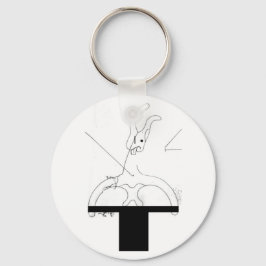 Coelho branco fora de um Chaveiro de chapéu superi