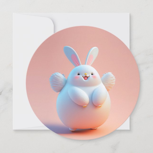 Coelho Branco Gordo Cujo Coelho Com Asas (Frente)