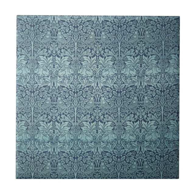 Coelho Brer por William Morris Blue Textile Patter (Frente)