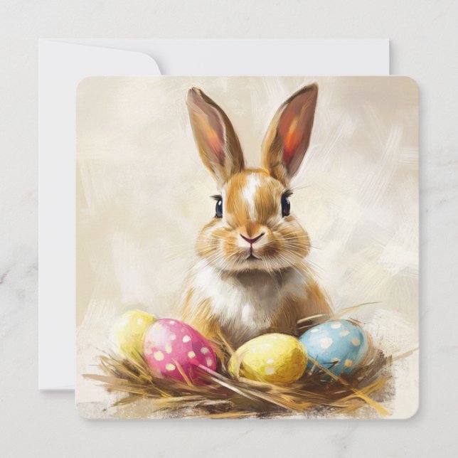 Coelho Coelho Coelhado de Cartão Feriado de páscoa (Frente)