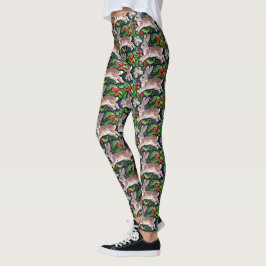 Coelho Coelho de Natal Berries Leggings femininas