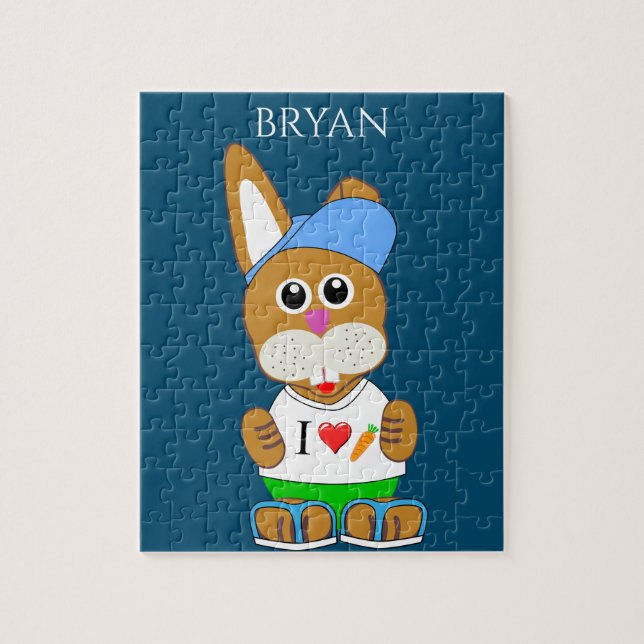 Coelho com aquele quebra-cabeça com o nome de Cria (Vertical)