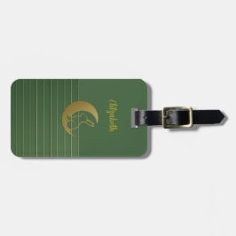 Coelho da Lua na Etiqueta de Bagagem Verde