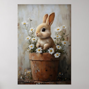 Coelho da Páscoa Bunny Em Impressão de Vaso de Flo