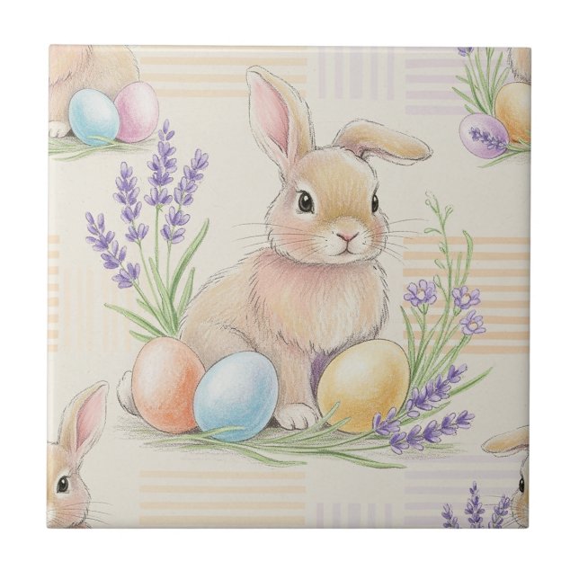 Coelho da Páscoa com Ovos Padrão Pastel de Primave (Frente)