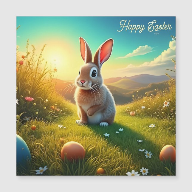 Coelho da Páscoa e Ovos Coloridos na Primavera Mag (Frente)