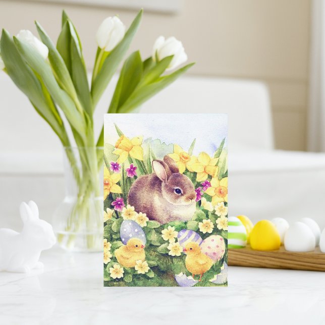 Coelho da Páscoa retrô vintage cartão postal de fe (Criador carregado)