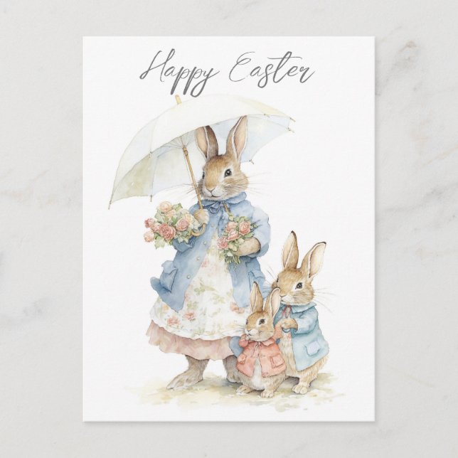 Coelho de Páscoa Cartão Postal Antigo (Frente)