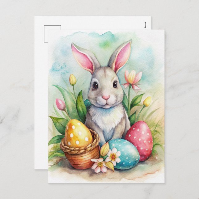 Coelho de Páscoa e cartão de Natal de ovos pintado (Frente/Verso)