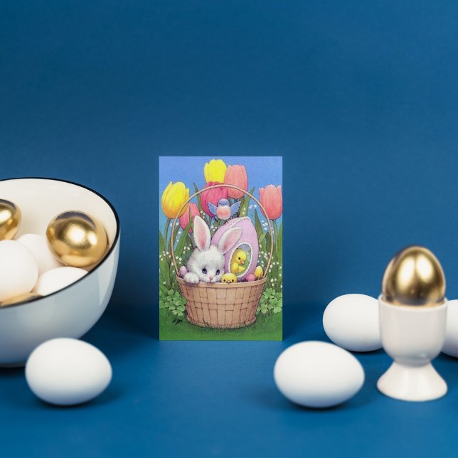 Coelho de Páscoa retrô vintage cartão postal de fe (Criador carregado)