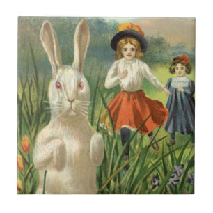 Coelho de Páscoa Vintage e Crianças Feliz Páscoa