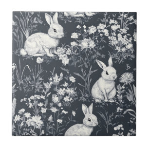 Coelho Elegante Toile Floral Padrão Vintage (5)
