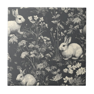 Coelho Elegante Toile Floral Padrão Vintage (8)