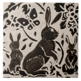 Coelho em Batik de Grés Animais da Floresta Tan Ci