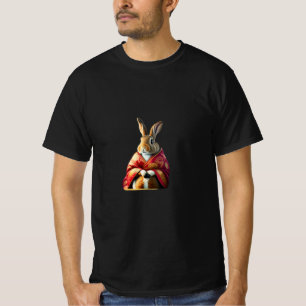 Coelho em uma casaco chinesa de camiseta