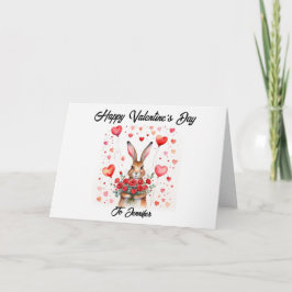 Coelho Fofo com corações Cartão do Dia dos Namorad