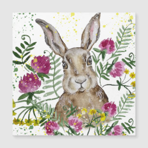 Coelho fofo em flores de aquarela