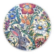 Coelho Folk Art Azulejo Floral Colorido Sudoeste  