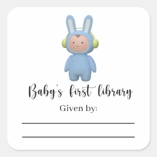 Coelho menino - Etiqueta para livros de baby showe