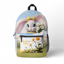 Coelho Nome Personalizado com margaridas brancas