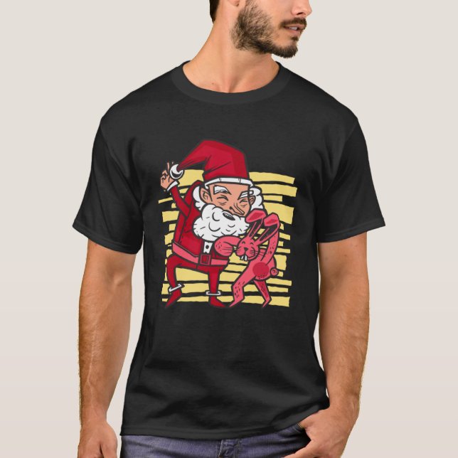 Coelho papai noel dançando engraçado Pullover Hood (Frente)
