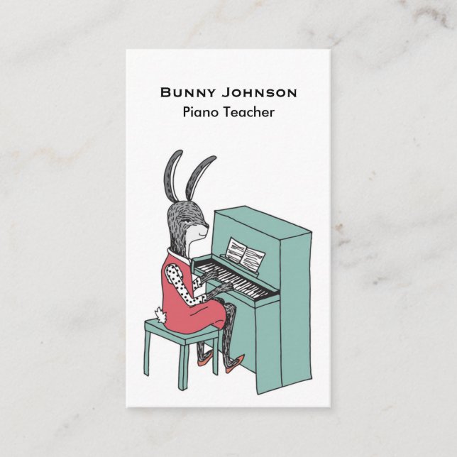 Coelho que joga o cartão de visita do piano (Frente)