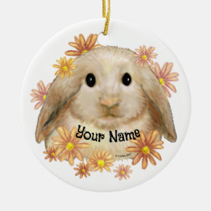 Coelho Rei Bunny Ornamento de Cerâmica