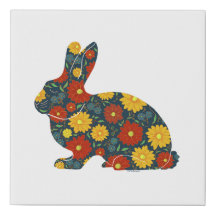 Coelho retrô e flores