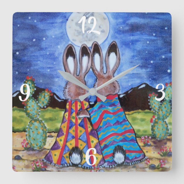 Coelho Romântico Lua Sudoeste Relógio (Frente)