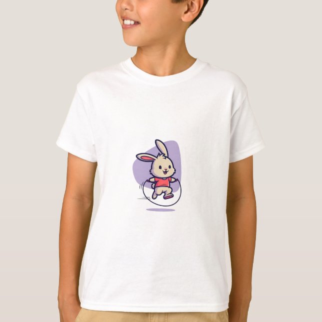 Coelho Saltitante Camisa Vermelha Crianças (Frente)