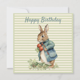 Coelho segurando vegetais Feliz Aniversário