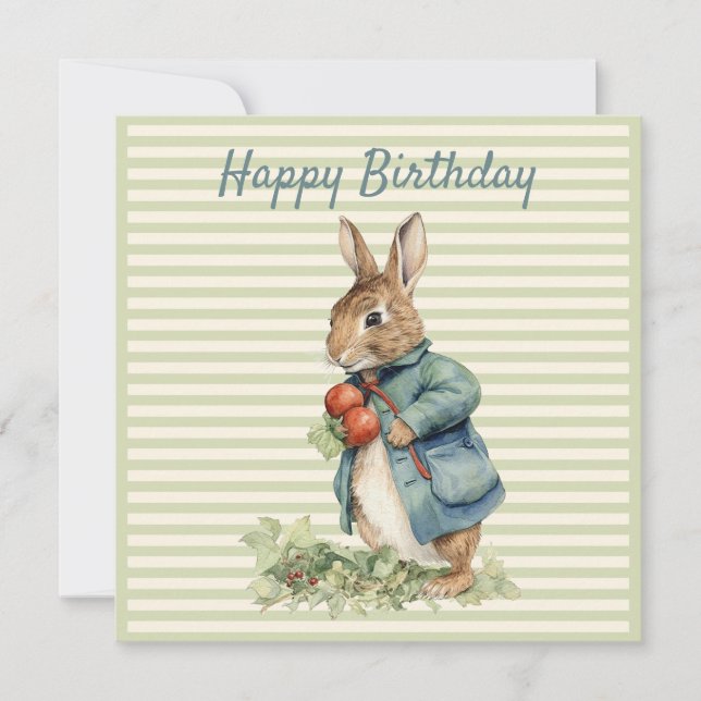 Coelho segurando vegetais Feliz Aniversário (Frente)