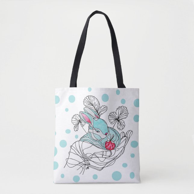 Coelho Tote Bag em Mão (Frente)