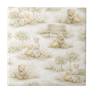 Coelho Urso Piquenique Floral Jardim Neutro (2)