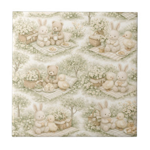 Coelho Urso Piquenique Floral Jardim Neutro (3)