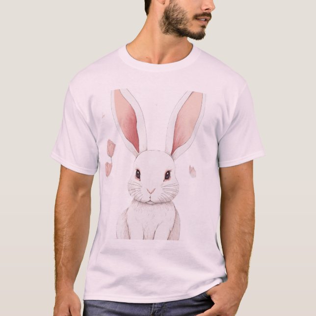 Coelhos de cartoon de camisetas básicas masculinas (Frente)