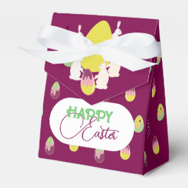 Coelhos de Páscoa e ovos pintados. Caixa de lembra