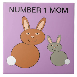 Coelhos do Dia das Mães Número Personalizado 1 Azu