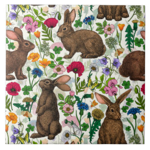 Coelhos e flores silvestres