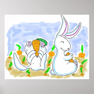 Coelhos e Poster de Cenouras