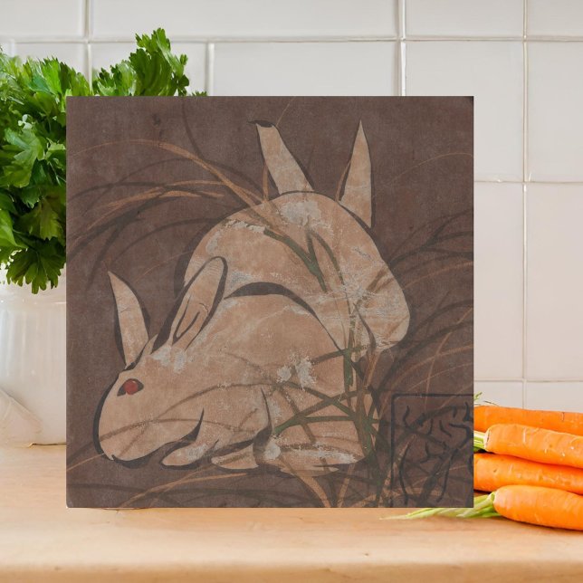 Coelhos elegantes japoneses de belas-artes, coelho (Elegant vintage Japanese fine art rabbits to grace your tiled space.)