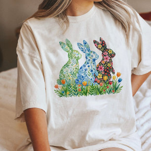 Coelhos Florais em Aquarela Arte de Primavera Pásc