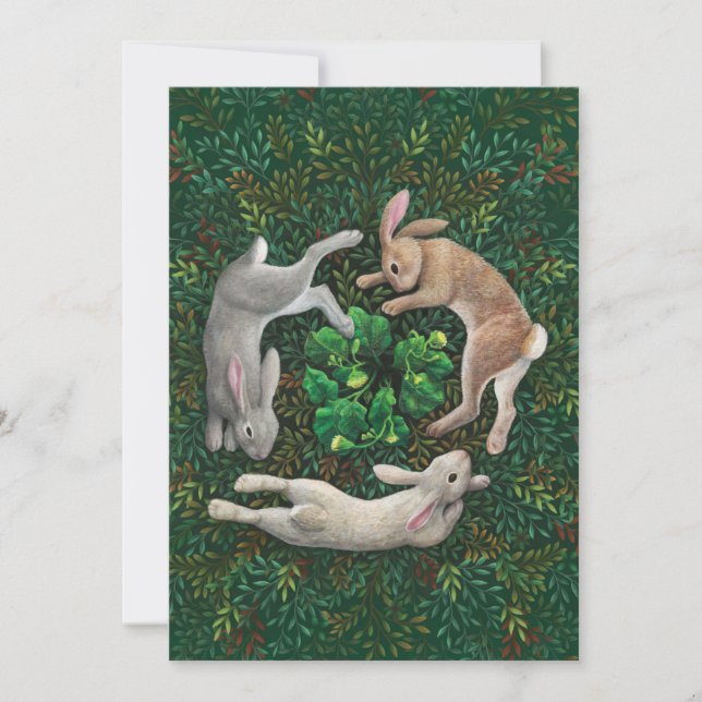 "Coelhos Rindo." Cartão de Folha Única (Frente)