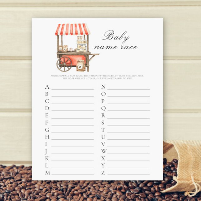 Coffee baby shower - Baby name race game (Criador carregado)