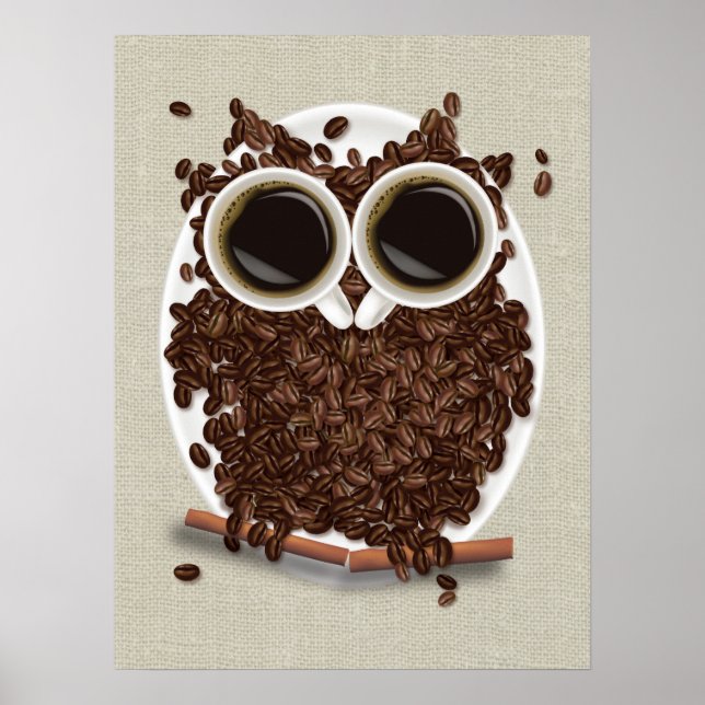 Coffee Bean Owl Poster Art (Frente)