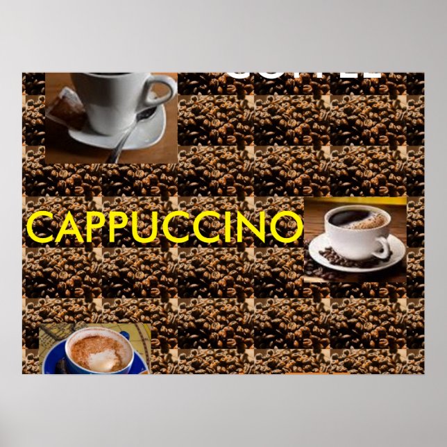 COFFEE CAPPUCCINO MENU POSTER LATTE (Frente)